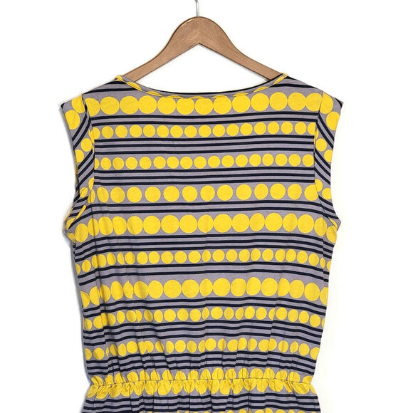 Boden Polkadot Stripe Scoop Neck Short Sleeve Knit Yellow Mini Dress Size 12 - Picture 8 of 12